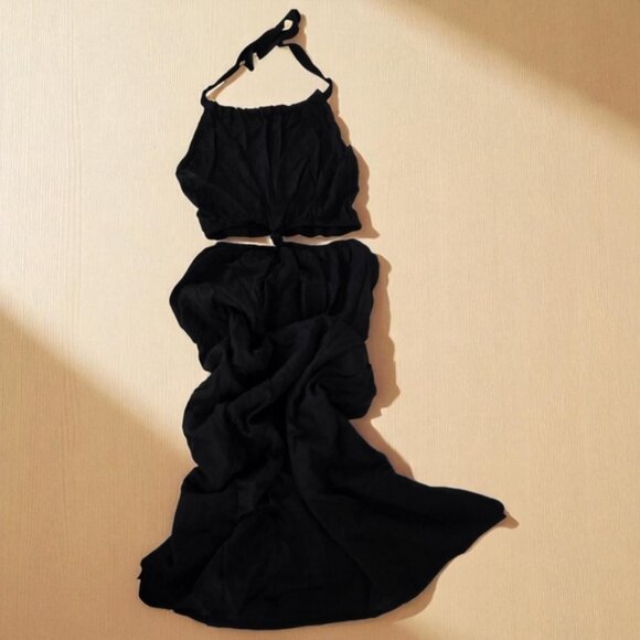 DeepSelf Black Cutout Halter Maxi Dress – Size S, NWT - Picture 2 of 4
